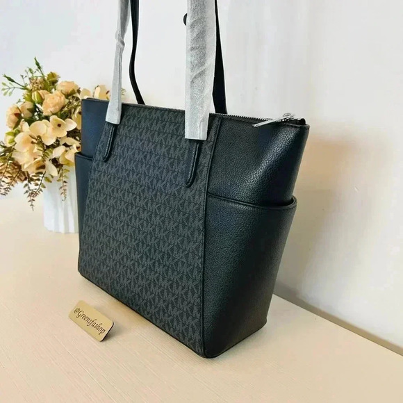 Michael Kors Charlotte Top Zip Tote shoulder bag black signature - Picture 5 of 9